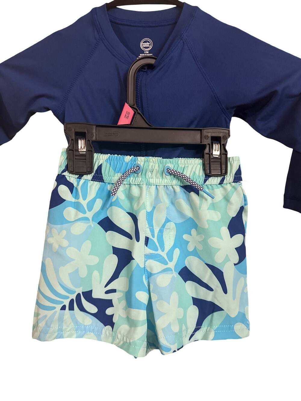 Wonder Nation Baby Boys Tropical Print Swim Trunk and Long Sleeve Rashguard
